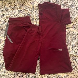 Figs Maroon Scrub Set